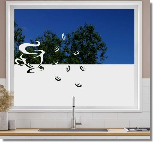 Folie für Fenster Kaffeemotiv  Sichtschutzfolie mit Motiv Kaffeebohnen